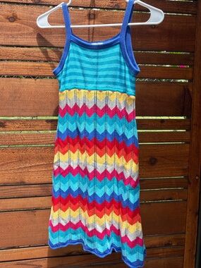 Hanna Andersson Colorful Chevron Knit Kids Dress